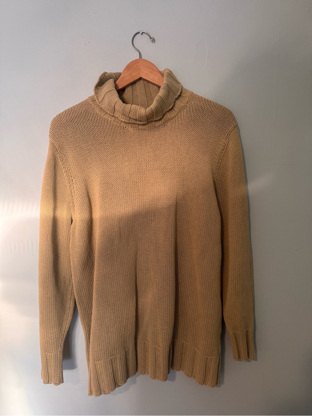 Lands' End Cozy Muted Sage Green Cable-Knit Sweater